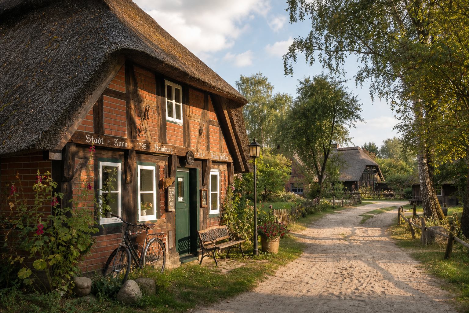 Reetdachhaus im Heidedorf